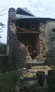 A section of the Church building  affected by the earthquake