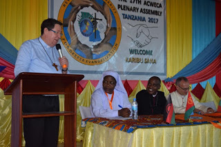 H. E. João Cardinal Bráz de Aviz, Prefect of the Congregation for Consecrated Life and Societies of Apostolic Life, (CICLSAL) Delivering his key note address at ACWECA 17th Plenary Assembly in Dar-es-Salaam Tanzania
