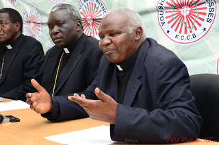 Rt. Rev. Cornelius Korir (right), Chairman for Justice and Peace Commission at KCCB During the press Conference