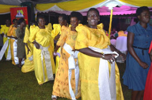 A section of Catholic Women doing a traditional Dance