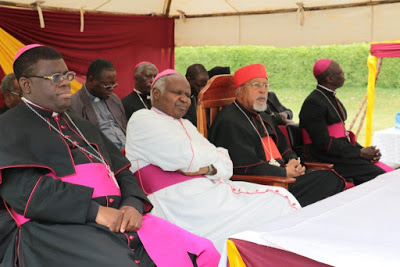 (From Left) Rt. Rev. Charles Kasonde Bishop Chairman of AMECEA  Social Communications, The Late Bishop Korir, Cardinal Berhaneyesus,  and Most Rev. Michael Didi, Archbishop of Khartoum Sudan,