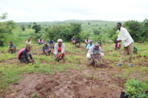 Community Members participating in Tree Planting Mission