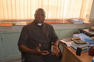 The incoming PMS National Director Rev. Fr. Boniventure Luchidio during an interview in his new office at KCCB