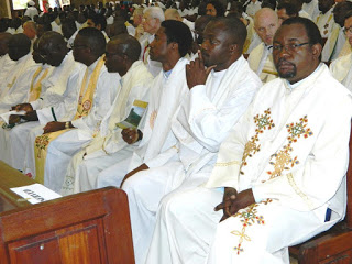 A section of the clergy who attended the Chrism  Mass led by Archbishop Emeritus of Lusaka