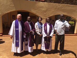 Facilitators of SCCs Workshop Training in Nyeri From Left  Rev. Fr. Joseph Healey, MM, Rev. Fr. Emmanuel Chimombo  AMECEA Pastoral Coordinator, Dr. Miriam Leidinger  from Missio Germany, Rev. Fr. Moses Muriira  and Mr. Alphonse Omollo