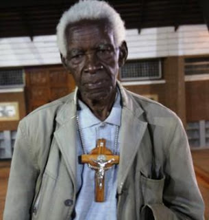 The 90 year old foot pilgrims from Bushenyi, Mzee Bernado Tibyangye, who is  also the oldest pilgrim to arrive at Namugongo so far