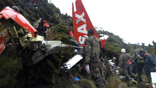 Wreckage of the ill-fated aircraft at the site of  crush in Aberdare Forest [courtesy]