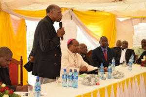 Bishop King'oo addressing the clergy, religious and lay