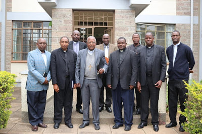 H.E. John Cardinal Njue, with a delegation of Staff from AMECEA Secretariat, AMECEA Bakanja College and Catholic University of  Eastern  Africa (CUEA) during the handing over ceremony at  Bakanja College