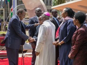 President Uhuru Kenyatta during the opening of the Catholic Schools Principals Conference being held at the Catholic University of Eastern Africa in Nairobi