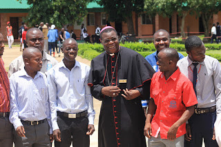 Bishop Chisanga with Young Men from the  Diocese during his Pastoral Visits (Photo Courtesy)