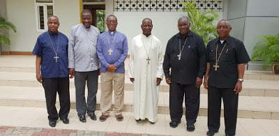 (From Left) Rt. Rev. Eusebius Alfred Nzigilwa, Auxiliary Bishop of Dar-es-Salaam, Rt. Rev. Agapiti Ndorobo of Mahenge Diocese, Rt. Rev. Anthony Banzi, Bishop of Tanga, H.E. Cardinal Polycarp Pengo, Archbishop of Dar-es-Salaam and Rt. Rev. Telesphore Mkude, Bshop of Morogoro