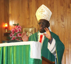 Bishop Kasonde Delivering his Homily at
