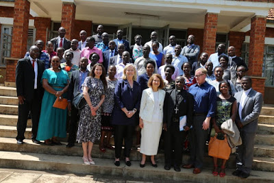 The Chairman of the Health Commission & HIV AIDS of the Uganda Episcopal Conference. Rt. Rev. Robert Muhiirwa pose for group photo with the participants 