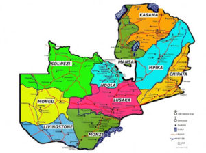 A map showing Catholic Dioceses in Zambia, However the youngest