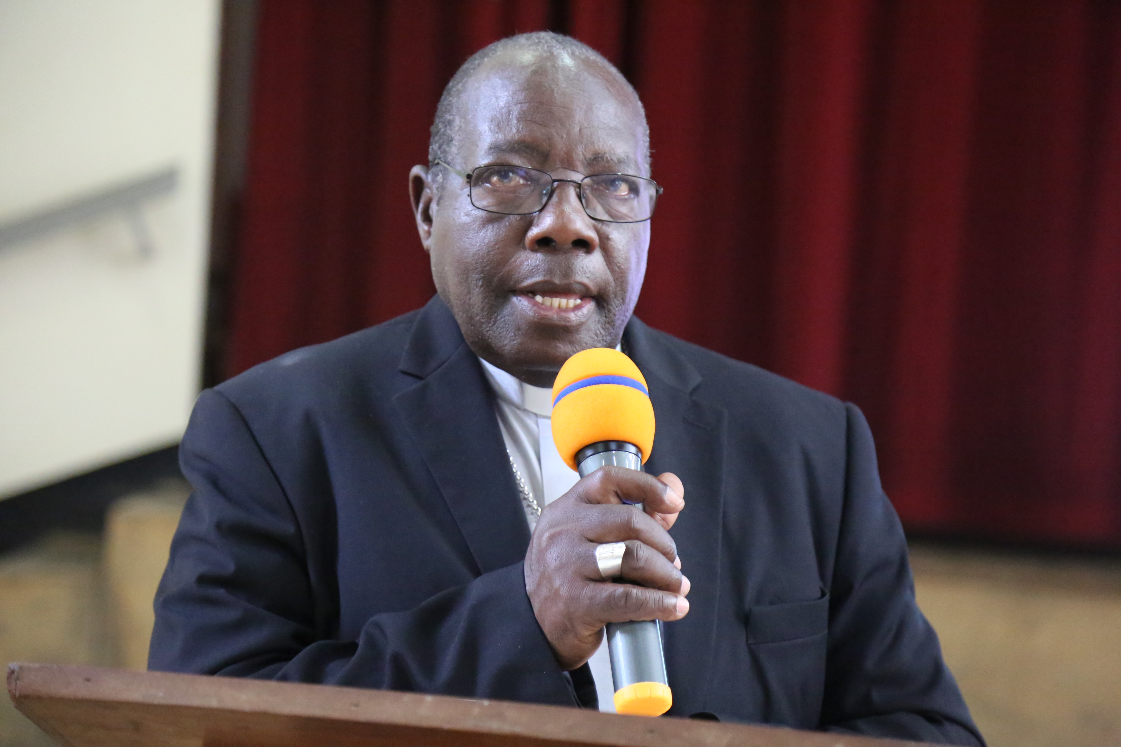 Rt. Rev. John Kaggwa, Bishop of Masaka Diocese  who was the chief guest at the function  delivering his speech