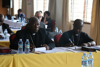 The Chairman of the UEC, Bishop Zziwa (left) and his Vice, Rt. Rev.Robert Muhiirwa (right) during the workshop