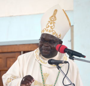 Bishop George Tambala giving a speech