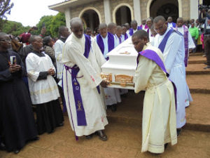 Casket bearing the remains of the slain Priest From Meru Diocese