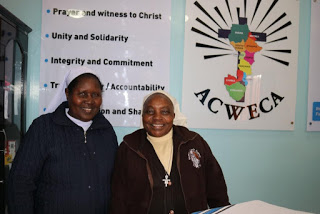 Sr. Cecilia Njeri, ACWECA President and Sr. Adelina Muguna,  AOSK Chairperson at ACWECA Secretariat in Nairobi