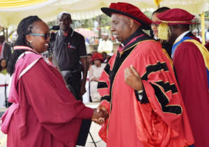 Vice-Chancellor, Rev. Prof. Stephen Mbugua a congratulates