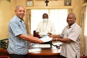 Handing over of the incoming and out going Vicar General in the presence of Archbishop Martin Kivuva
