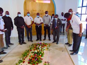 St. Kizito alumni lay wreaths at the late Bishop Ziyaye's crypt, Malawi