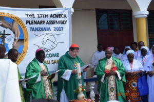 A group of Council of Delegates from Uganda during the 17th ACWECA Plenarly Assembly in Tanzania. Cardinal Aviz gets ready for the procession of the 17th ACWECA Plenary Assembly at the Kurashini Centre in Dar es Salaam, Tanzania.