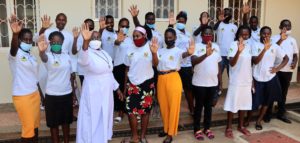 Participants demostrating how to STOP Human Trafficking