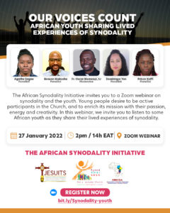 Poster announcing Youth's webinar on synodality