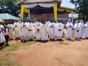 Section of Priests and Religious Sisters serving in Lira diocese being introduced to Christians shortly after the Eucharistic celebration.