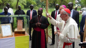 Photo of Cardinal Pietro Paroling during the Blessing of Stone of Vatican Embassy in South Sudan