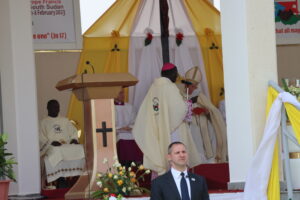 Archbishop Ameyu delivering his message during Closing mass of the Pope visit