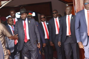 South Sudan President Salva Kiir Mayardit Arrive to receive Pope Francis at Juba International Airport