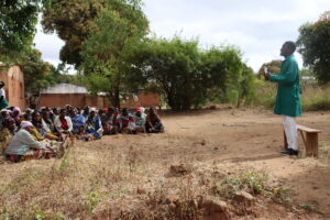 A student sharing the results of the assessment to the Community