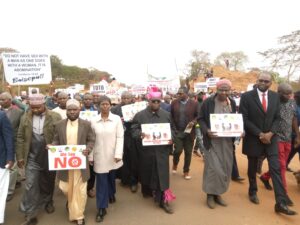 ARCHBISHOP TAMBALA WITH MUSLIM LEADERS AT THE PEACEFUL MARCH