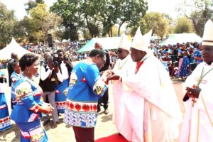 Chakwera kissing the ring of the new Bishop