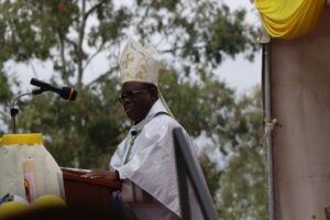 Bishop Charles Kasonde at Blessed Bakanja AMECEA College