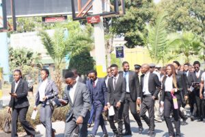 Students participating in the Big Walk