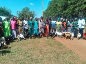 Beneficiaries of goat project under COSBEL in group photo shortly after recieveing goats