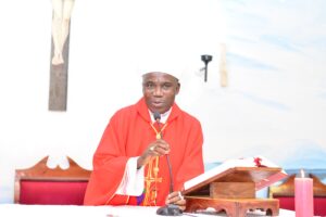 Auxiliary Bishop Charles Ndaka of Archdiocese of Kinshasa speaking in Lilongwe on Sunday.