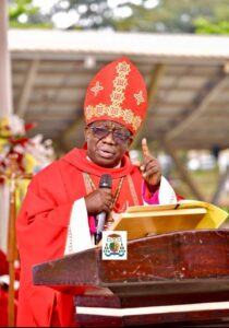 BISHOP FRANCIS KIBIRA AT NAMUGONGO GIVING THE HOMILY