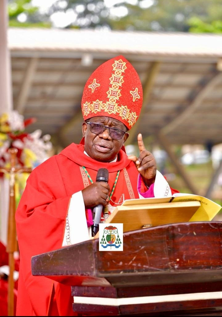 BISHOP FRANCIS KIBIRA AT NAMUGONGO GIVING THE HOMILY