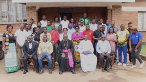 Bishop Yohane Nyirenda with Catholic Journalists in Mzuzu