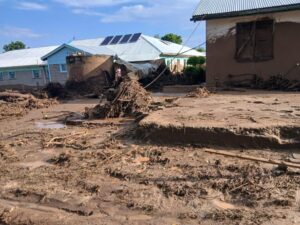 Chesongoch Mission Hospital was covered in mud and debris following floods.