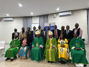 Photo of Bishop Chaima and Bishop Vincent Mwakhwawa with MPs in Lilongwe