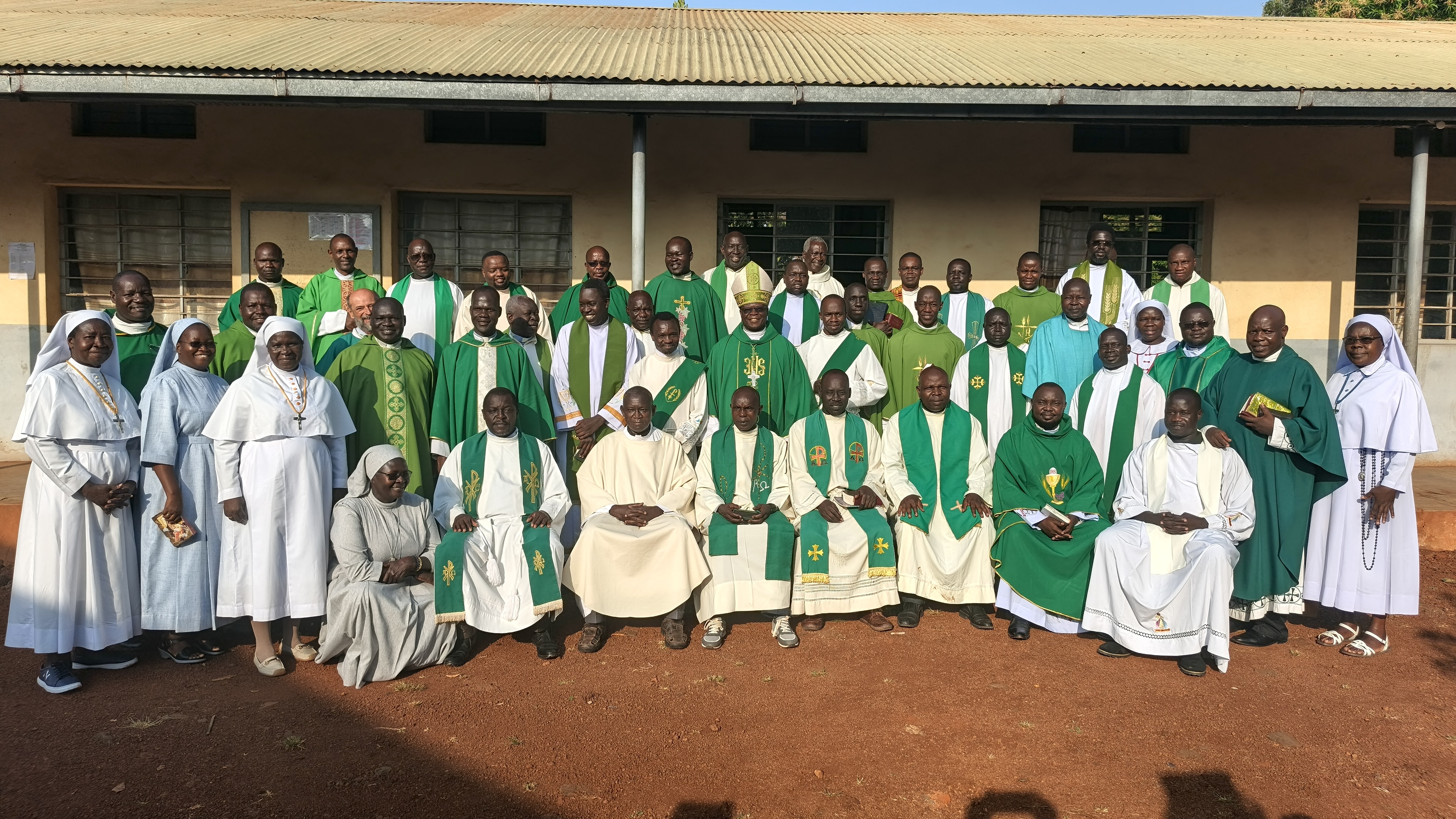 Rt. Rev. Sanctus Lino Wanok, flanked by priests and religious in group photo at the claimax of the Diocesan Pastoral council 2026.