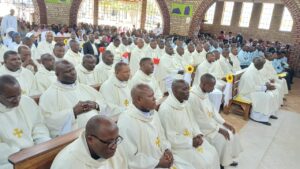 PRIESTS GATHERED AT OUR LADY OF ASSUMPTION KASESE CATHEDRAL FOR CHRISM MASS
